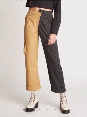 Women’s Two-Tone Pinstripe & Khaki Cargo Pants size 4